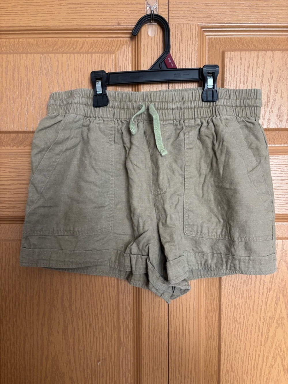 Forever 21 Khaki Drawstring Linen-Blend Shorts